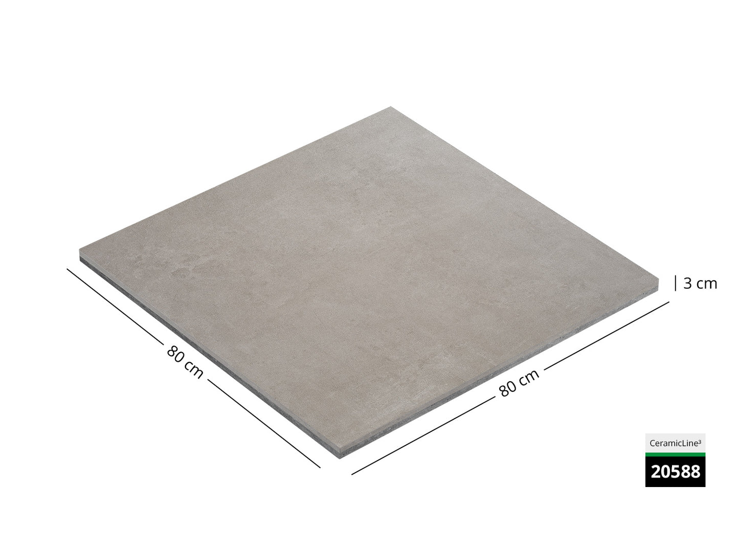 Saubere Schnittkante der 80x80 Terrassenplatte in beiger Betonoptik von Woehe & Heydemann mit feinkörniger Oberfläche