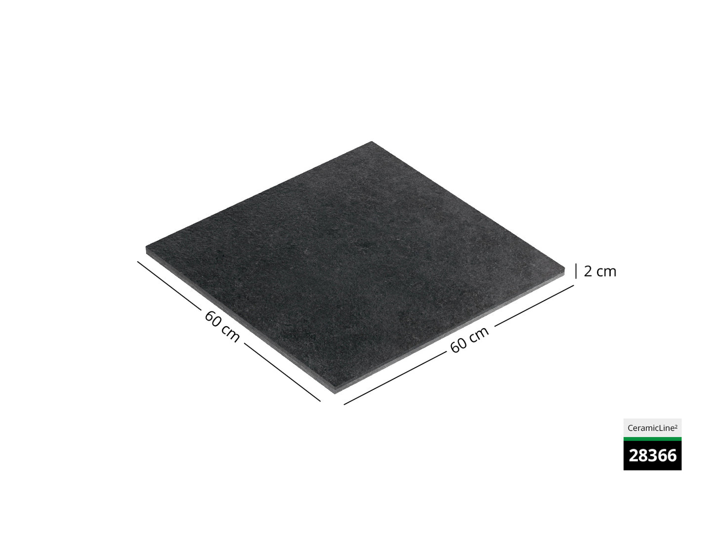 Saubere Schnittkante der 60x60 Terrassenplatte in grauer Natursteinoptik von Woehe & Heydemann mit feinkörniger Oberfläche