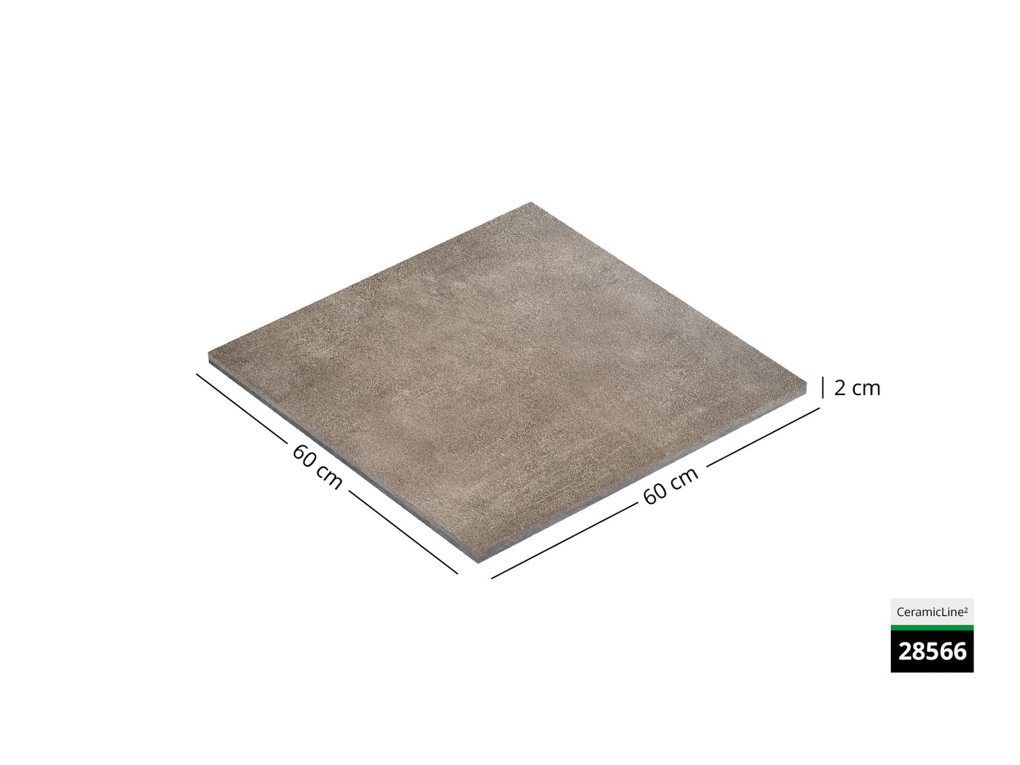 Saubere Schnittkante der 60x60 Terrassenplatte in beiger Betonoptik von Woehe & Heydemann mit feinkörniger Oberfläche