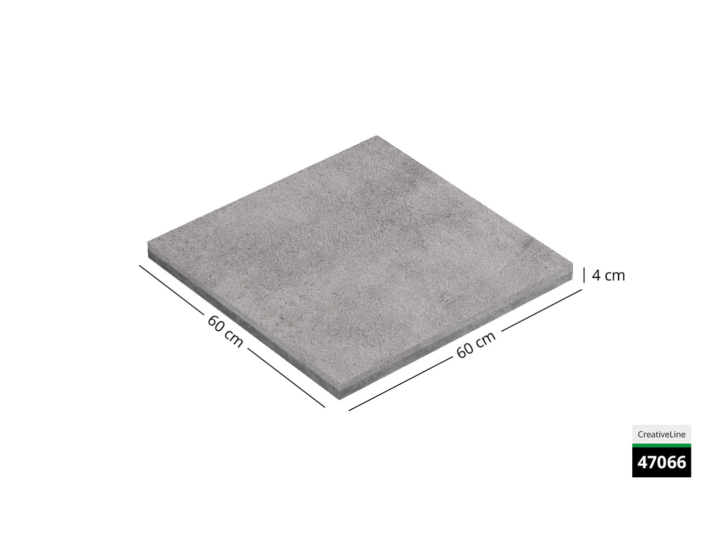 Saubere Schnittkante der 60x60 Terrassenplatte in grauer Betonoptik von Woehe & Heydemann mit feinkörniger Oberfläche