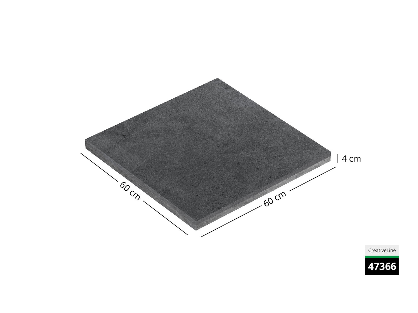 Saubere Schnittkante der 60x60 Terrassenplatte in anthraziter Betonoptik von Woehe & Heydemann mit feinkörniger Oberfläche