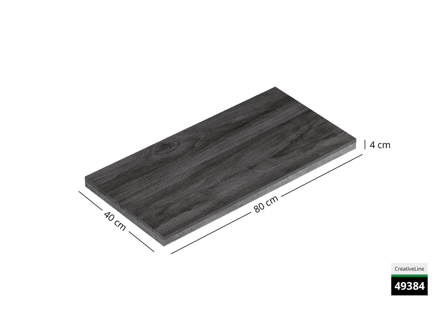 Saubere Schnittkante der 80x40 Terrassenplatte in grauer Holzoptik von Woehe & Heydemann mit Holz Oberfläche