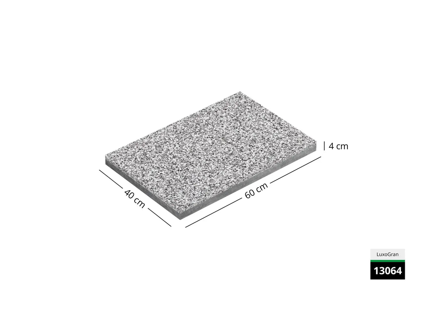 Saubere Schnittkante der 60x40 Terrassenplatte in blau-schwarzer Natursteinoptik von Woehe & Heydemann gemusterte Oberfläche