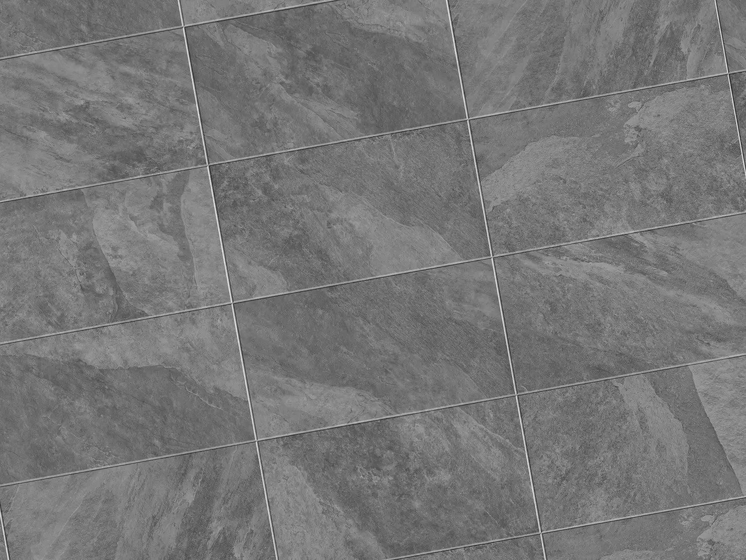 Verlegte CeramicLine³-Platten in grau von Woehe & Heydemann in 80x40 – Naturstein-Optik mit harmonischer Linienführung 