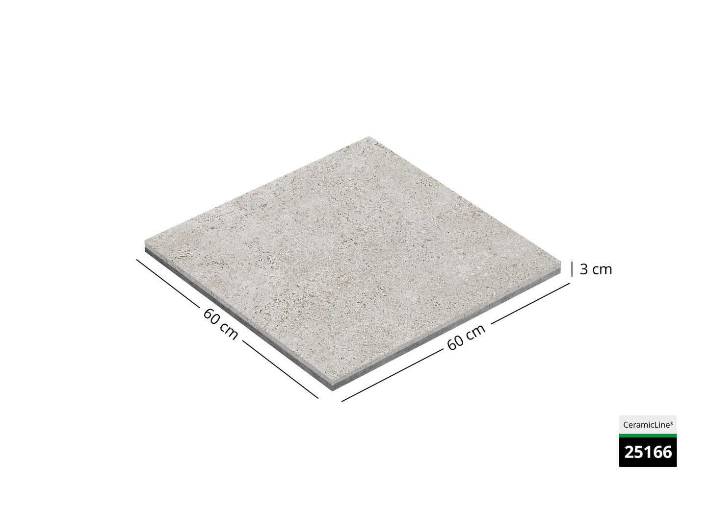 Saubere Schnittkante der 60x60 Terrassenplatte in beiger Muschelkalkoptik von Woehe & Heydemann mit feinkörniger Oberfläche  