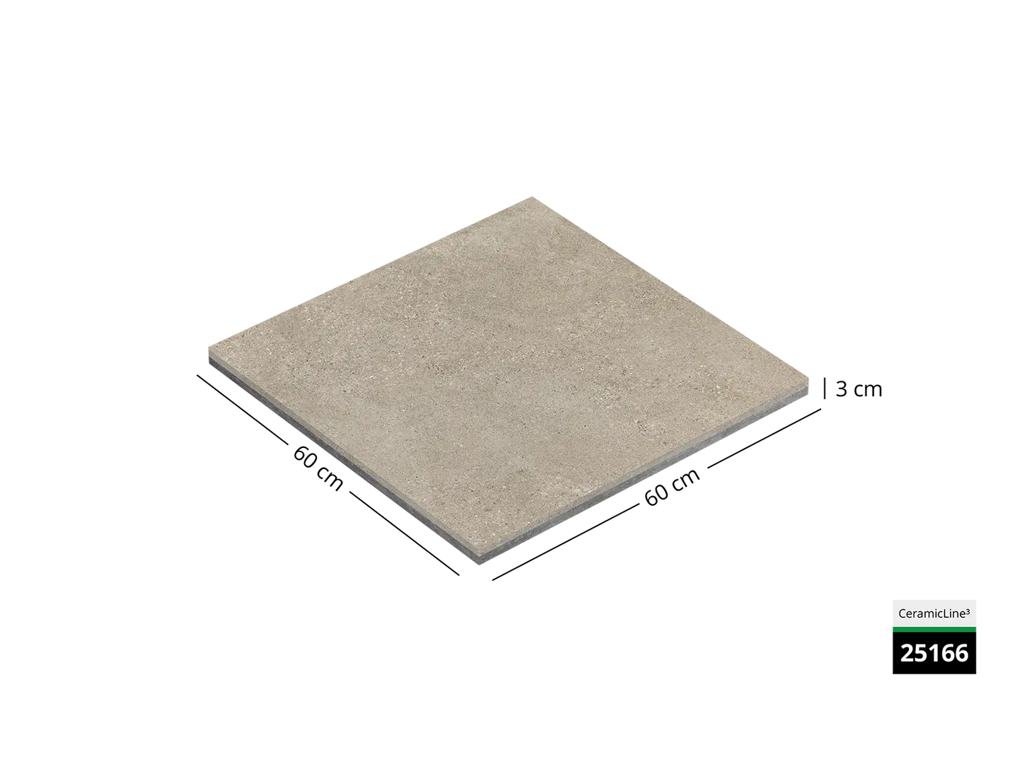 Saubere Schnittkante der 60x60 Terrassenplatte in beiger Muschelkalkoptik von Woehe & Heydemann mit feinkörniger Oberfläche  