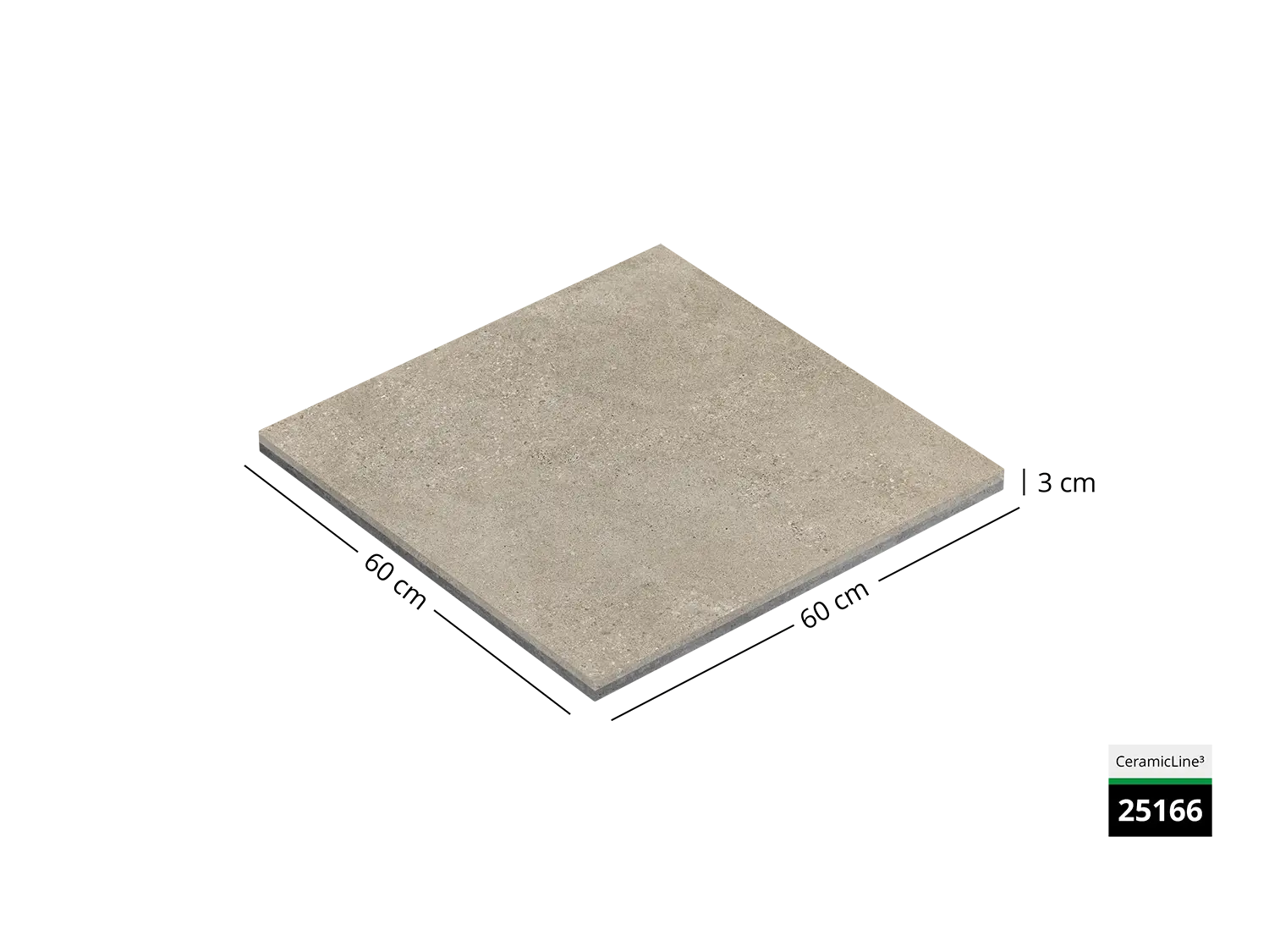Saubere Schnittkante der 60x60 Terrassenplatte in beiger Muschelkalkoptik von Woehe & Heydemann mit feinkörniger Oberfläche  