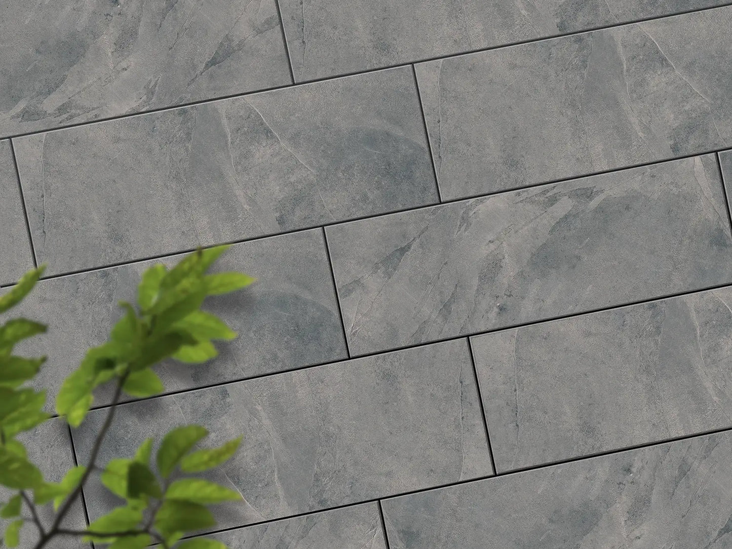 CeramicLine² Terrassenplatte in beige grau Naturstein-Optik von Woehe & Heydemann verlegt