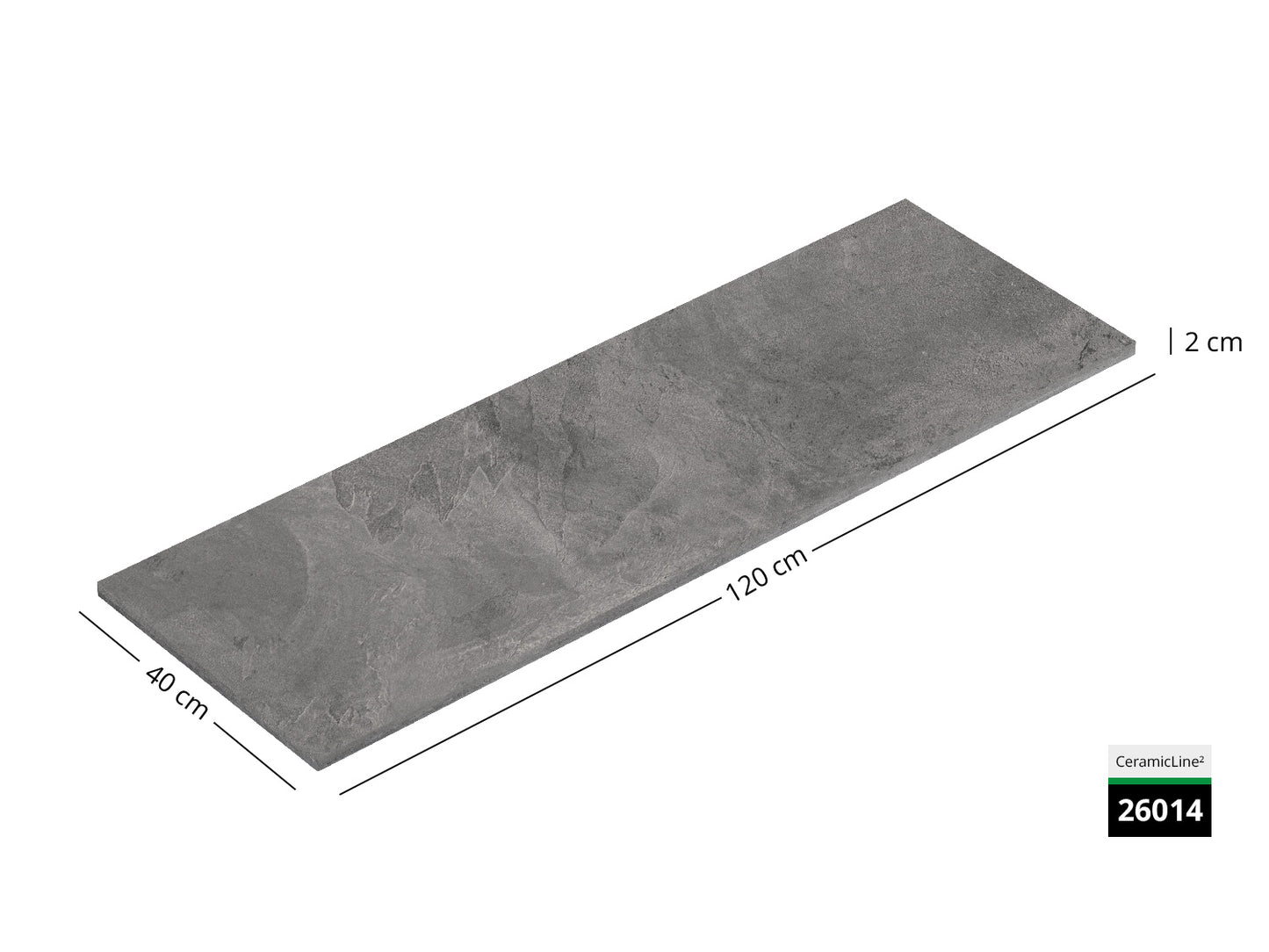 CeramicLine² Terrassenplatte in grauer Naturstein-Optik in 120x40cm von Woehe & Heydemann
