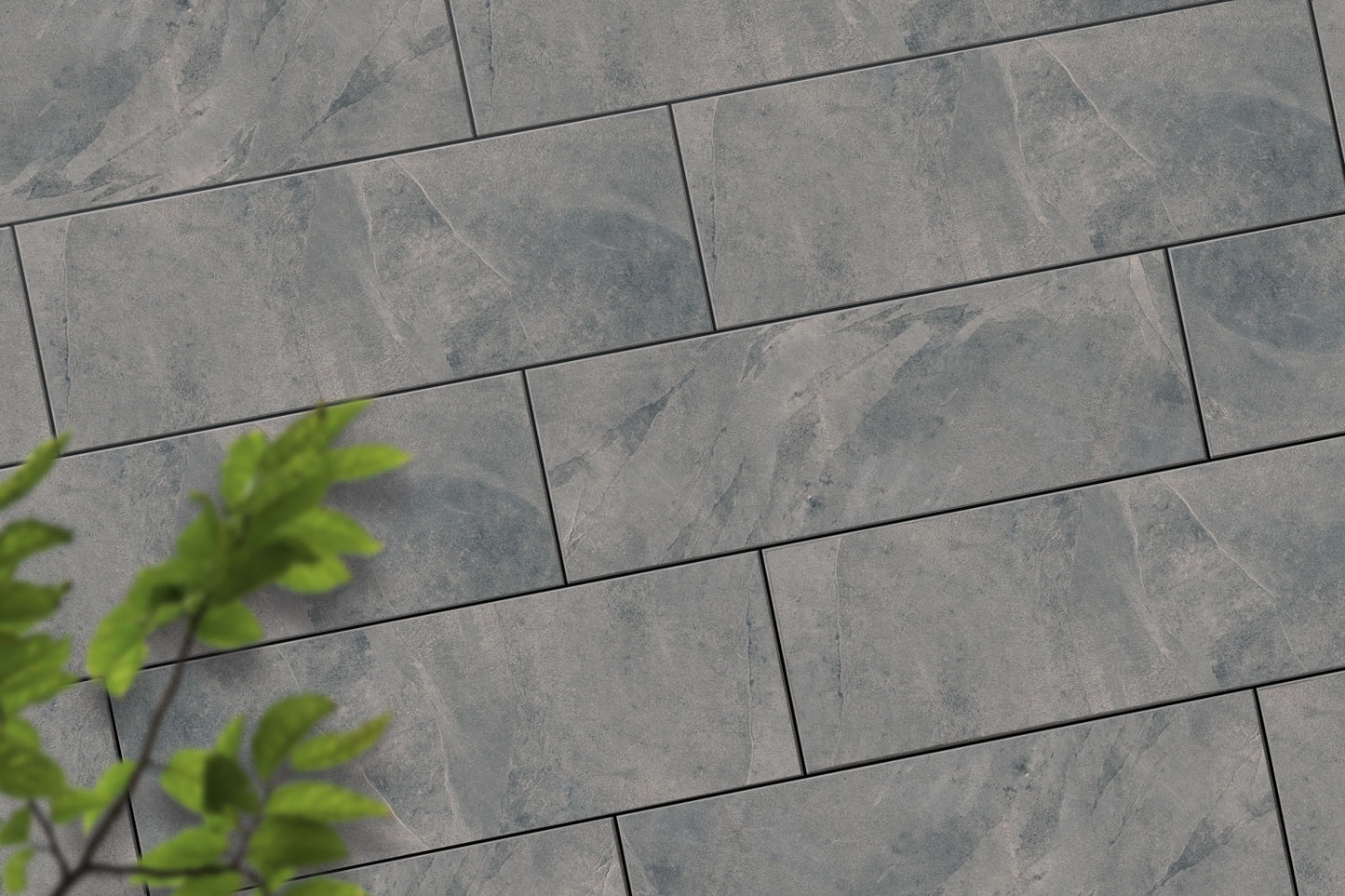 CeramicLine² Terrassenplatte in beige grau Naturstein-Optik von Woehe & Heydemann verlegt