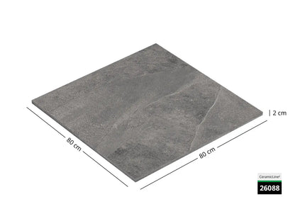 CeramicLine² Terrassenplatte in grauer Naturstein-Optik in 80x80cm von Woehe & Heydemann 