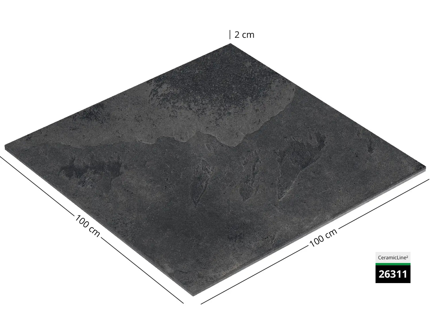 CeramicLine²-Terrassenplatte in grauer Naturstein-Optik 100x100 von Woehe & Heydemann mit Keramic Oberfläche 
