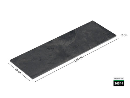 CeramicLine²-Terrassenplatte in grauer Naturstein-Optik 120x40 von Woehe & Heydemann mit Keramik Oberfläche 