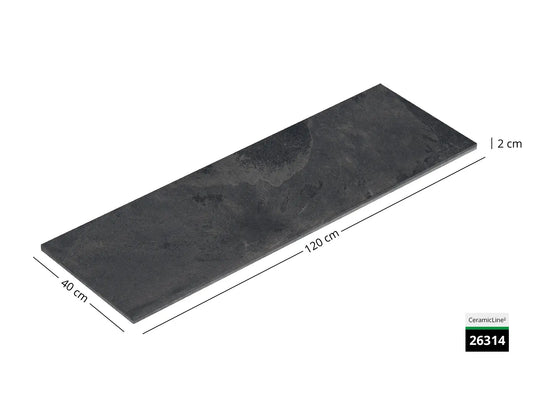 CeramicLine²-Terrassenplatte in grauer Naturstein-Optik 120x40 von Woehe & Heydemann mit Keramik Oberfläche 