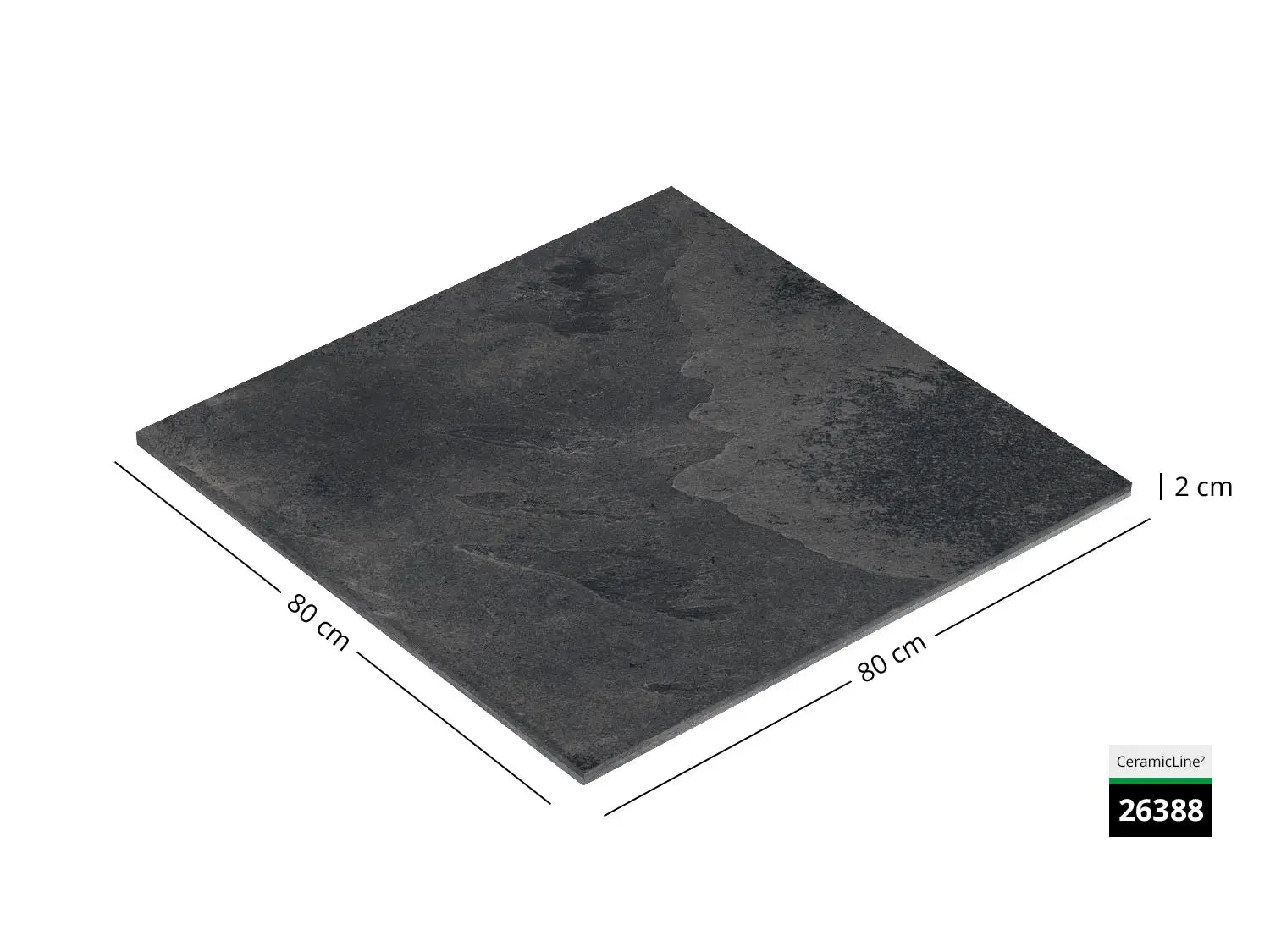 CeramicLine²-Terrassenplatte in grauer Naturstein-Optik 80x80 von Woehe & Heydemann mit Keramik Oberfläche 