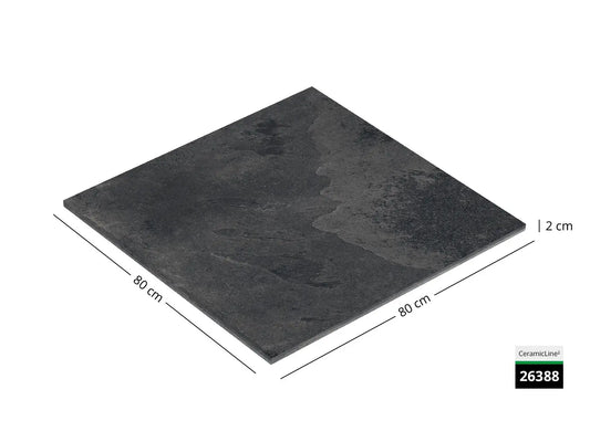 CeramicLine²-Terrassenplatte in grauer Naturstein-Optik 80x80 von Woehe & Heydemann mit Keramik Oberfläche 