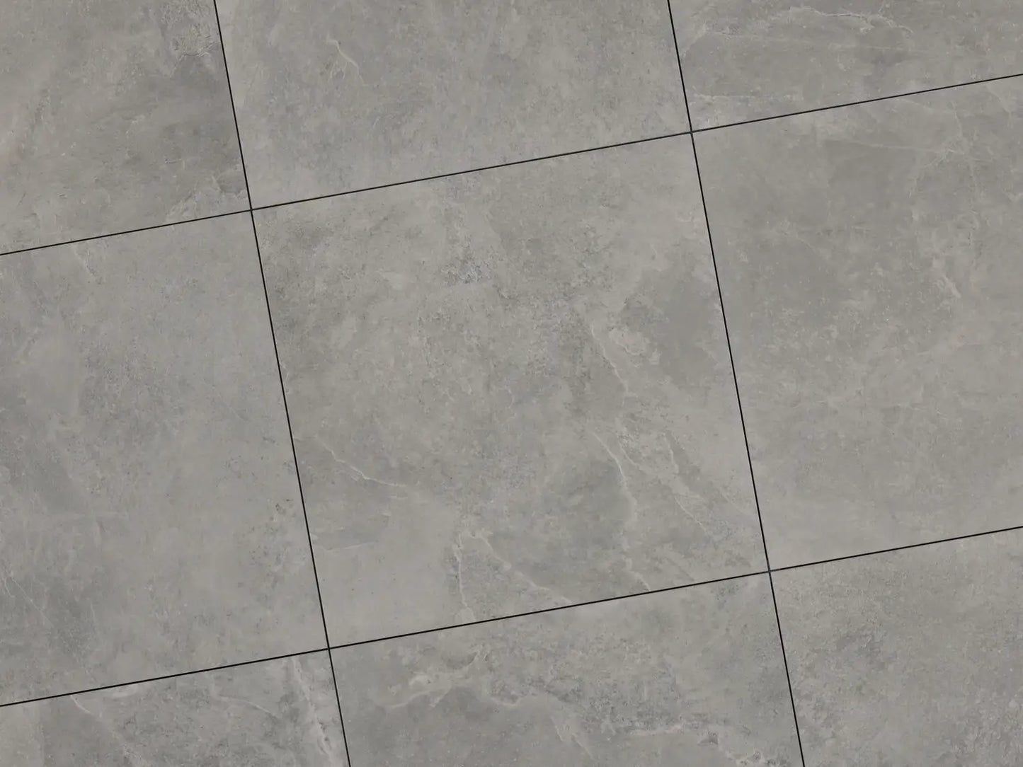 Verlegte CeramicLine²-Platten in grau von Woehe & Heydemann in 100x100 – Naturstein-Optik mit harmonischer Linienführung