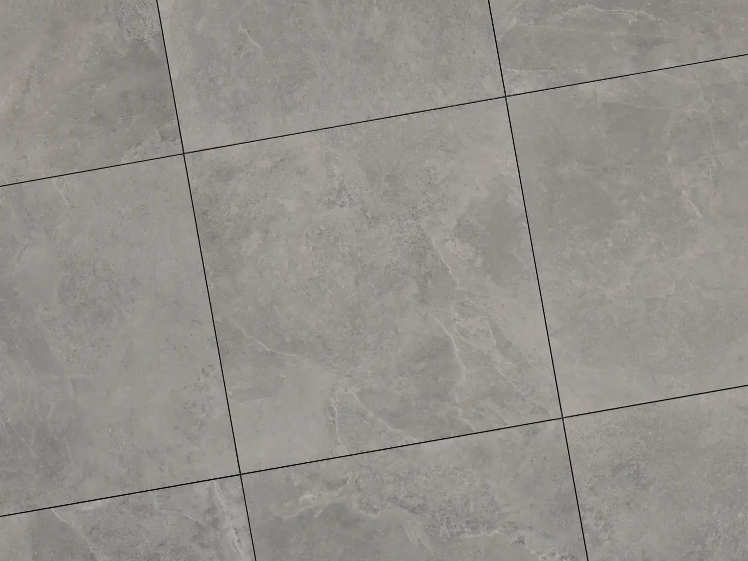 Verlegte CeramicLine²-Platten in grau von Woehe & Heydemann in 100x100 – Naturstein-Optik mit harmonischer Linienführung