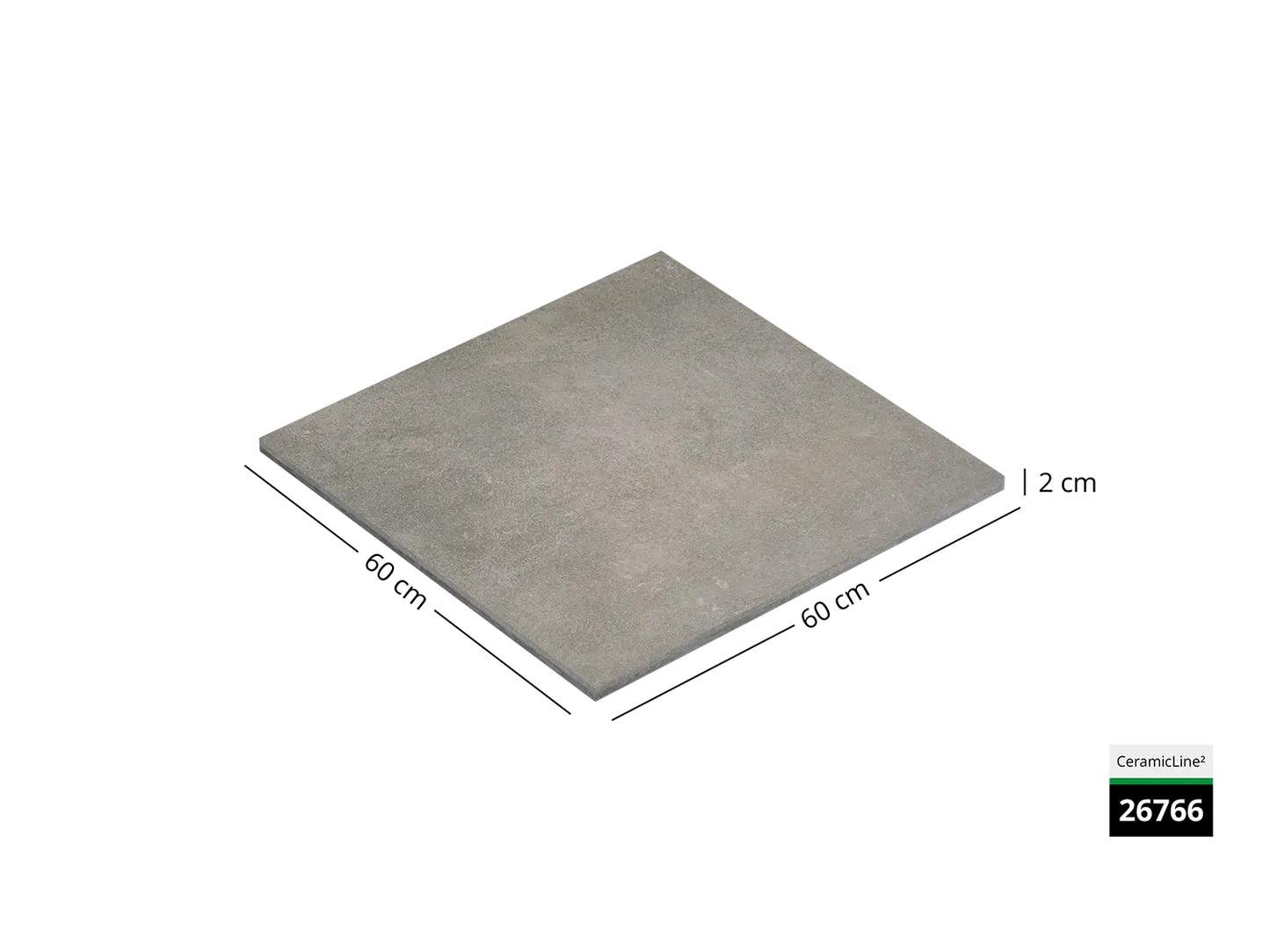 Saubere Schnittkante der 60x60 Terrassenplatte in grauer Beton-Optik von Woehe & Heydemann mit keramischer Oberfläche