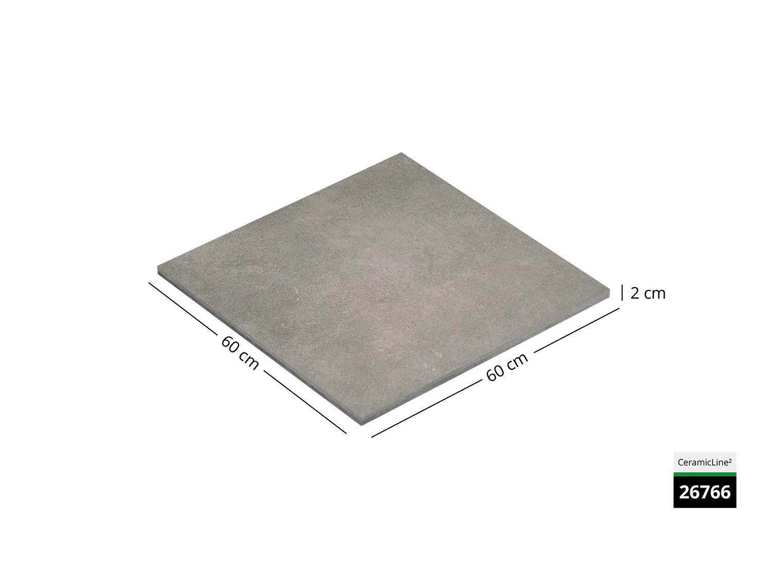 Saubere Schnittkante der 60x60 Terrassenplatte in grauer Beton-Optik von Woehe & Heydemann mit keramischer Oberfläche