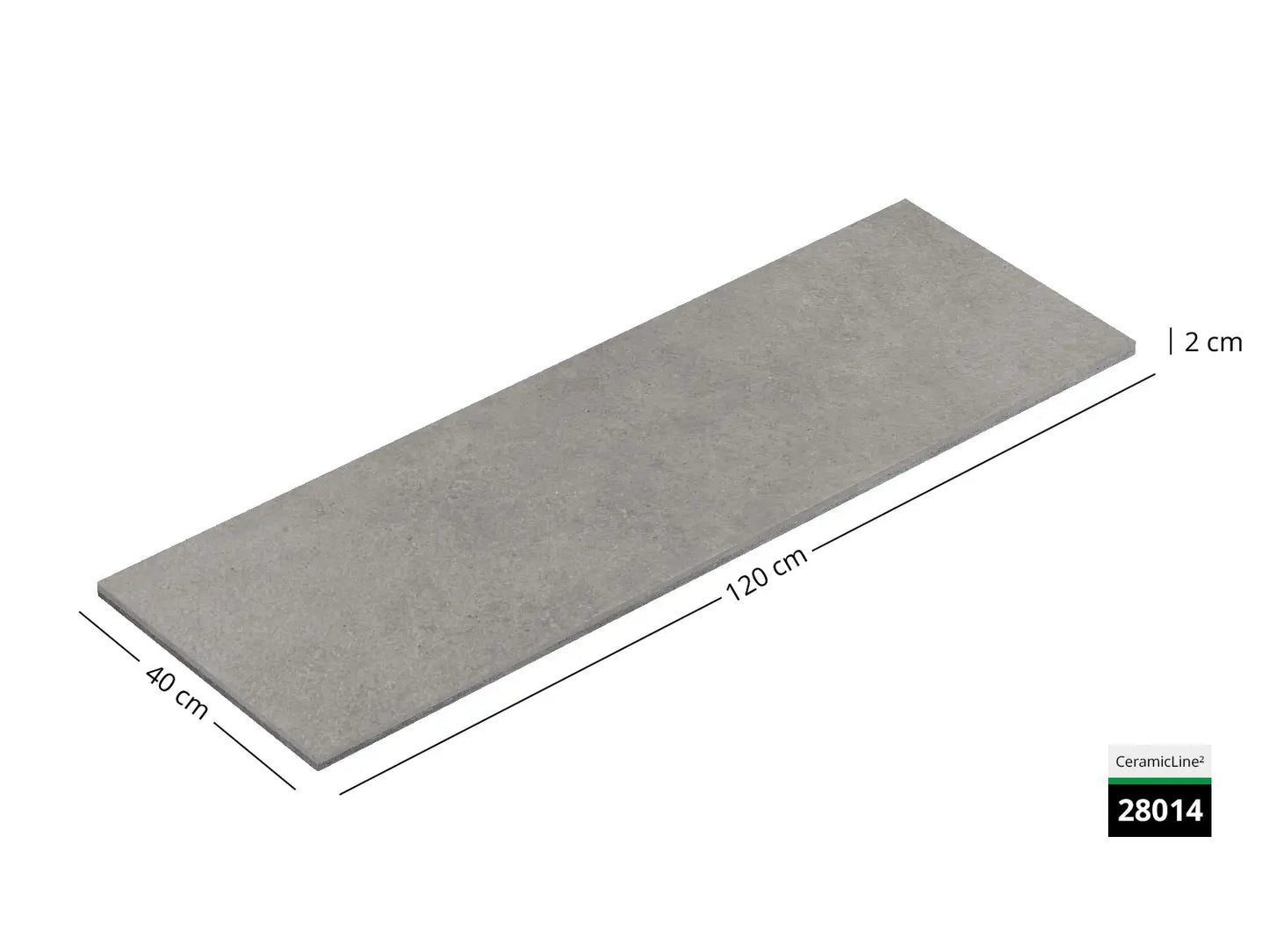 Saubere Schnittkante der 120x40 Terrassenplatte in grauer Natursteinoptik von Woehe & Heydemann mit Beton Oberfläche 