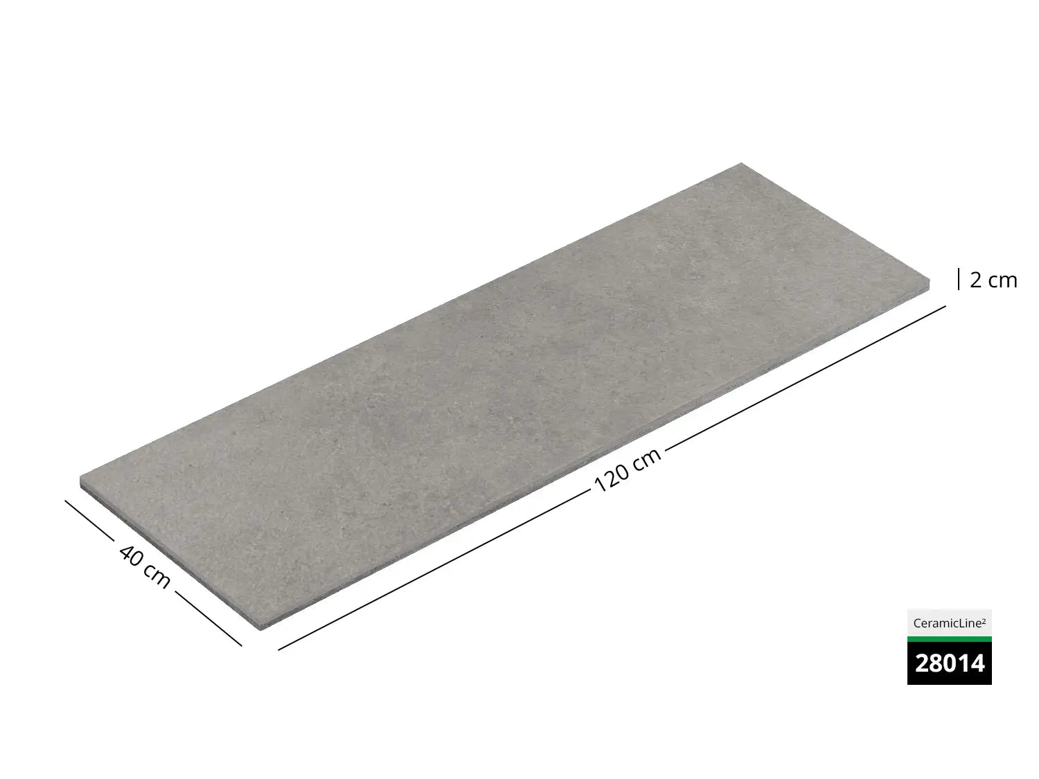 Saubere Schnittkante der 120x40 Terrassenplatte in grauer Natursteinoptik von Woehe & Heydemann mit Beton Oberfläche 