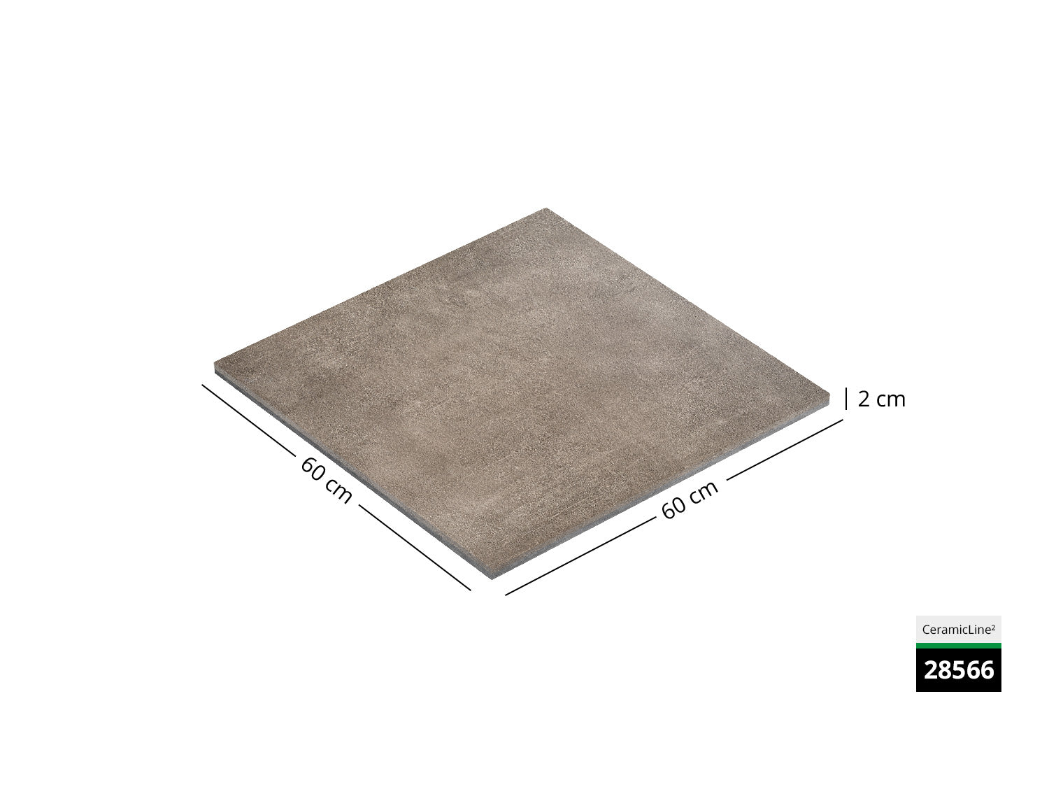 Saubere Schnittkante der 60x60 Terrassenplatte in beiger Betonoptik von Woehe & Heydemann mit feinkörniger Oberfläche