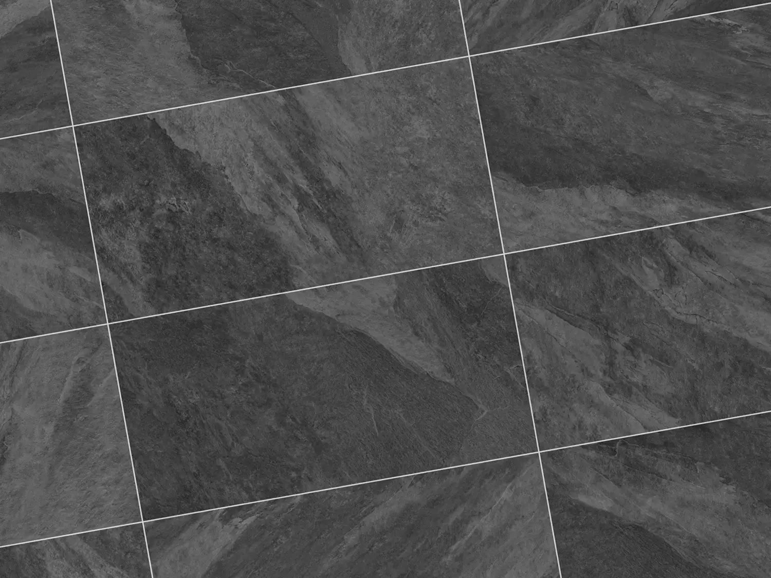 Verlegte CeramicLine²-Platten in grau von Woehe & Heydemann in 120x60 – Naturstein-Optik mit harmonischer Linienführung 