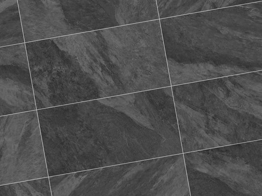 Verlegte CeramicLine²-Platten in grau von Woehe & Heydemann in 120x60 – Naturstein-Optik mit harmonischer Linienführung 