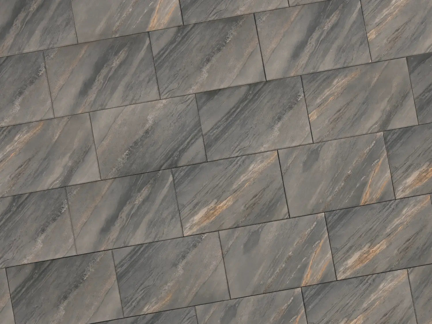 Verlegte NanoLine-Platten in grau von Woehe & Heydemann in 60x40 – Naturstein-Optik mit harmonischer Linienführung 