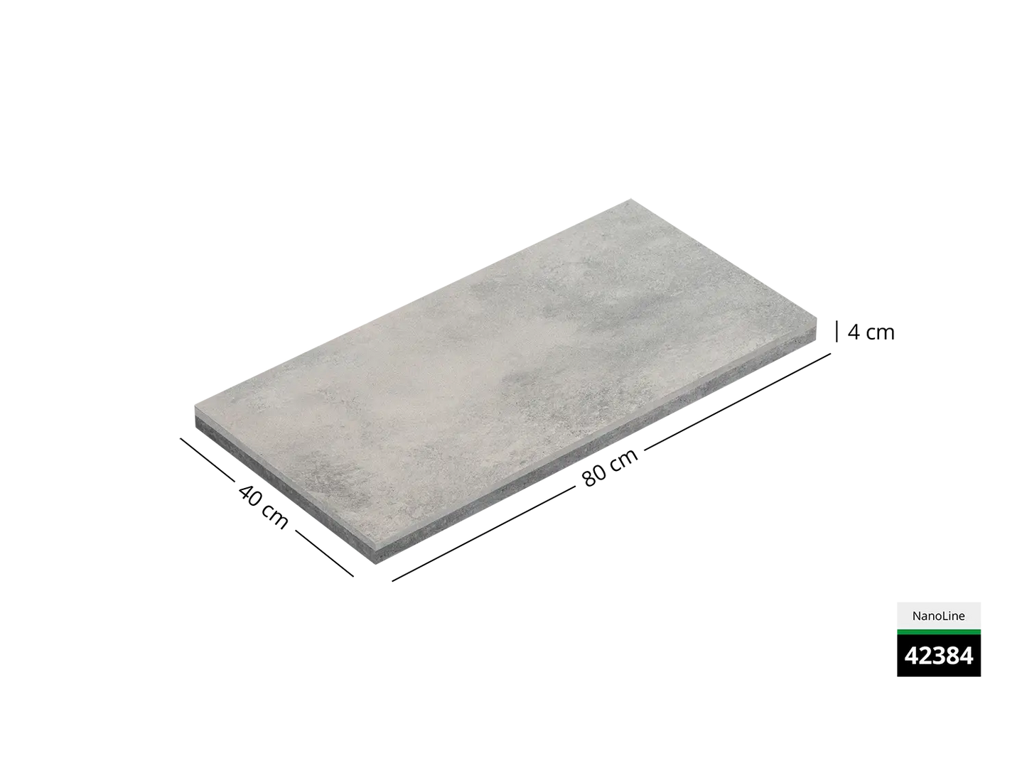 Saubere Schnittkante der 40x80 Terrassenplatte in grauer Beton-Optik von Woehe & Heydemann mit dekor-nanobeschichtet, feingestrahlter Oberfläche