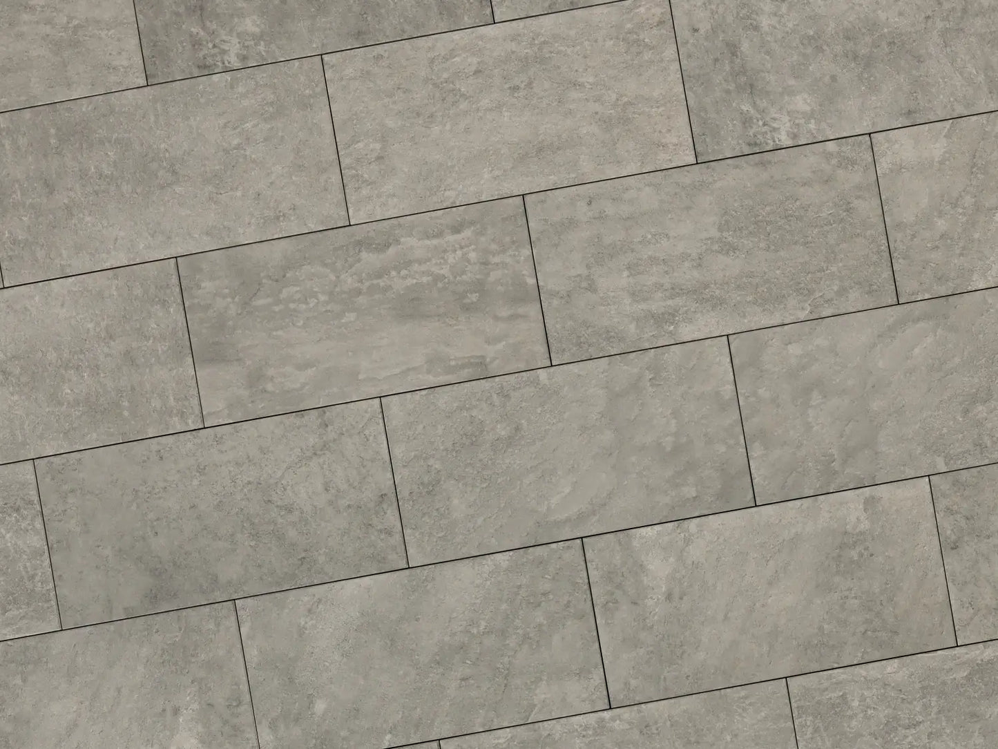 Verlegte NanoLine-Platten in beige; grau; braun von Woehe & Heydemann in 40x80. Naturstein-Optik mit harmonischer Linienführung.