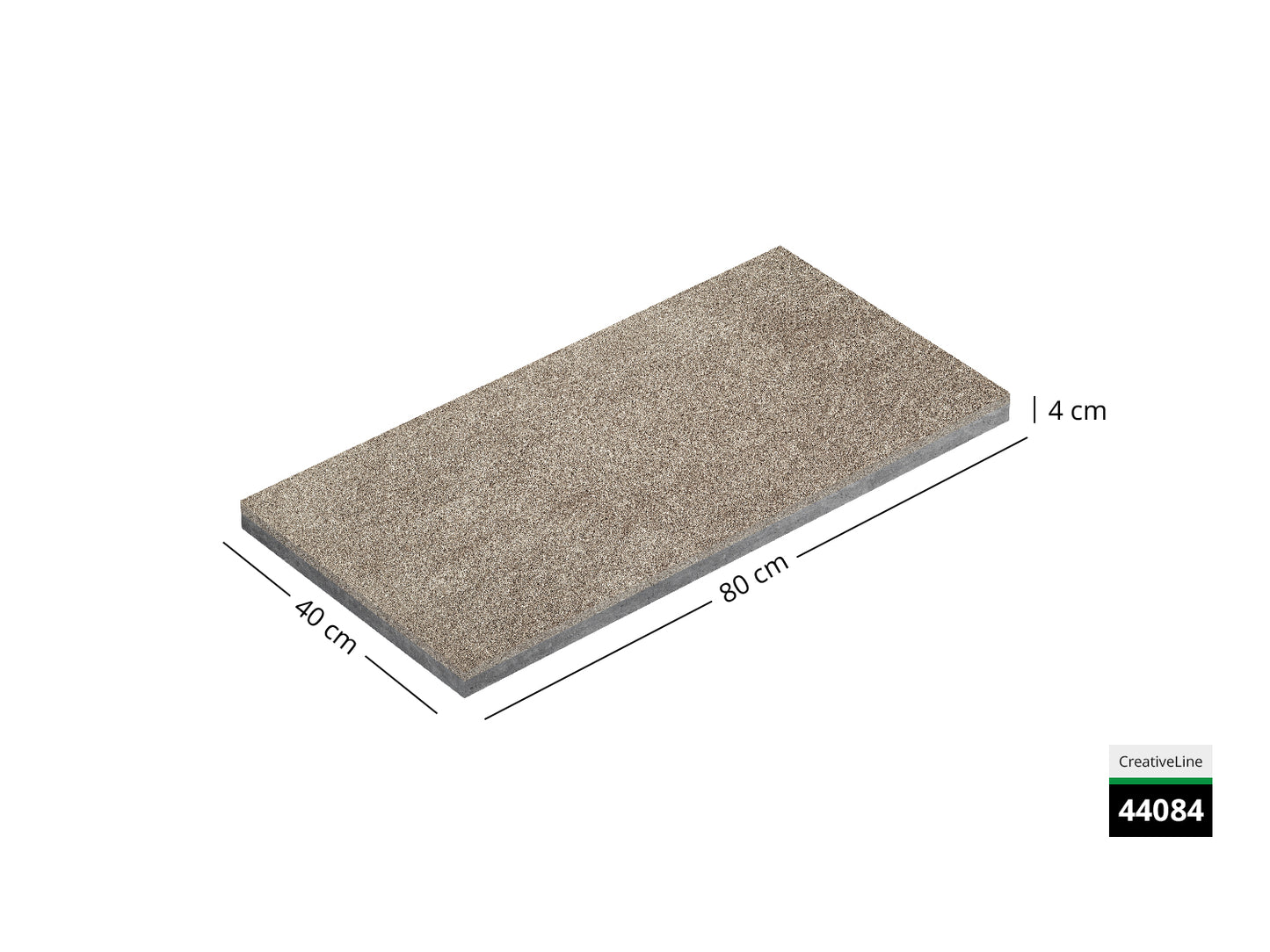 Saubere Schnittkante der 80x40 Terrassenplatte in beiger Natursteinoptik von Woehe & Heydemann mit feinkörniger Oberfläche  