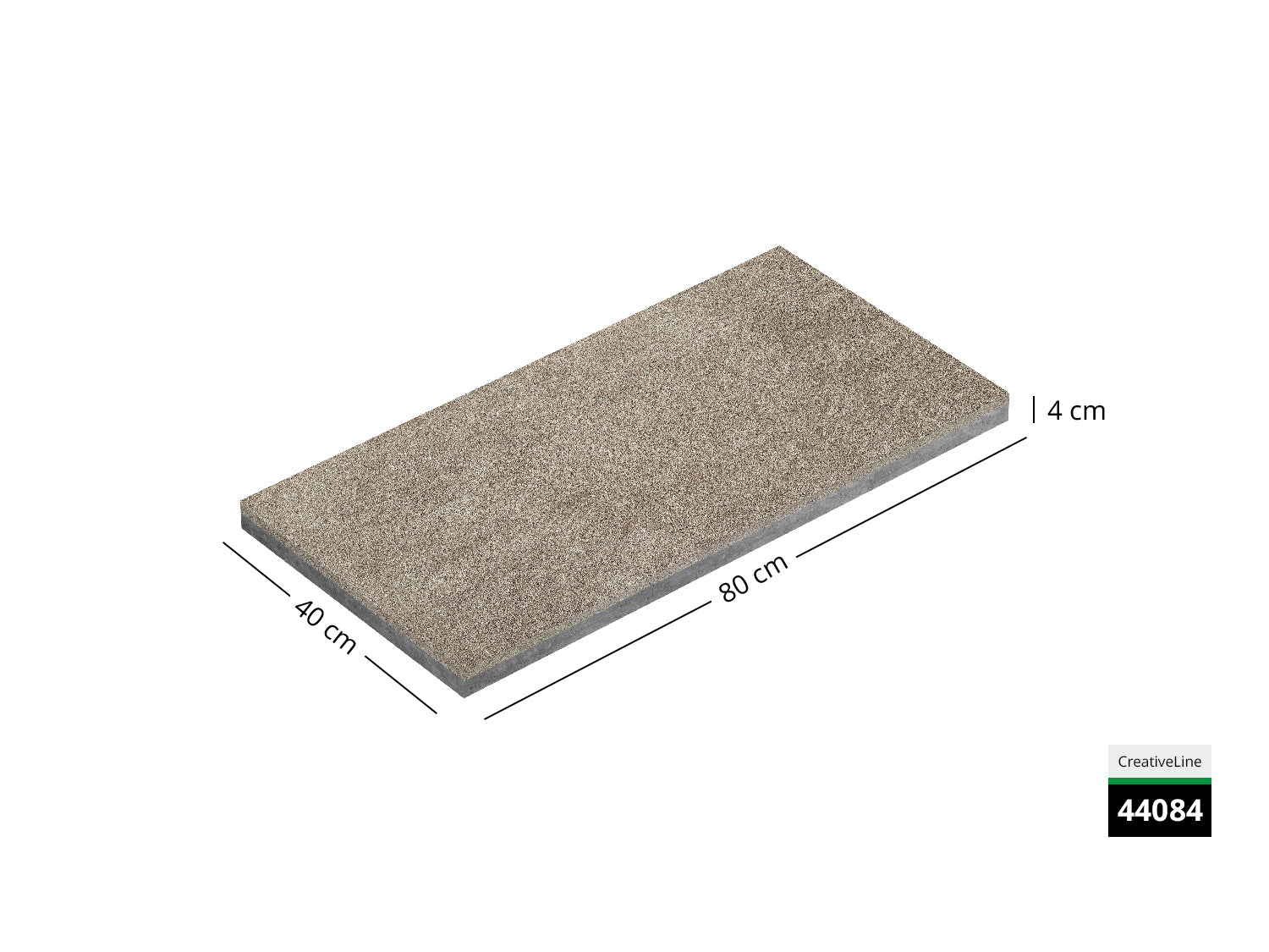 Saubere Schnittkante der 80x40 Terrassenplatte in beiger Natursteinoptik von Woehe & Heydemann mit feinkörniger Oberfläche  