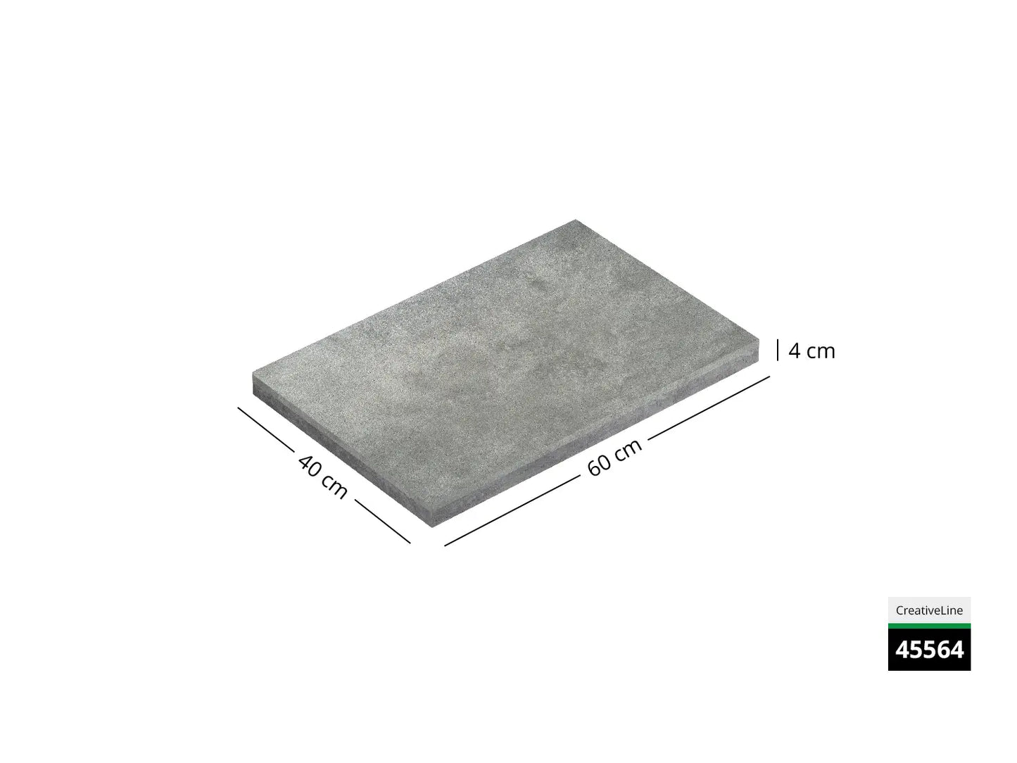 Saubere Schnittkante der 60x40 Terrassenplatte in grauer Betonoptik von Woehe & Heydemann mit feinkörniger Oberfläche  