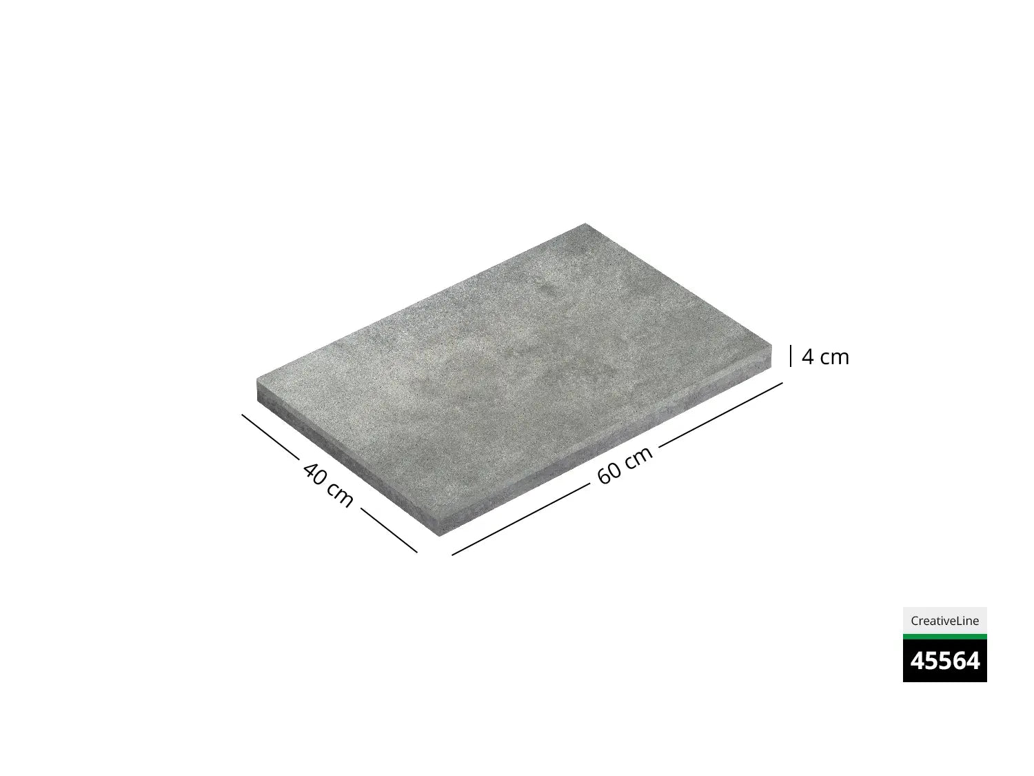 Saubere Schnittkante der 60x40 Terrassenplatte in grauer Betonoptik von Woehe & Heydemann mit feinkörniger Oberfläche  