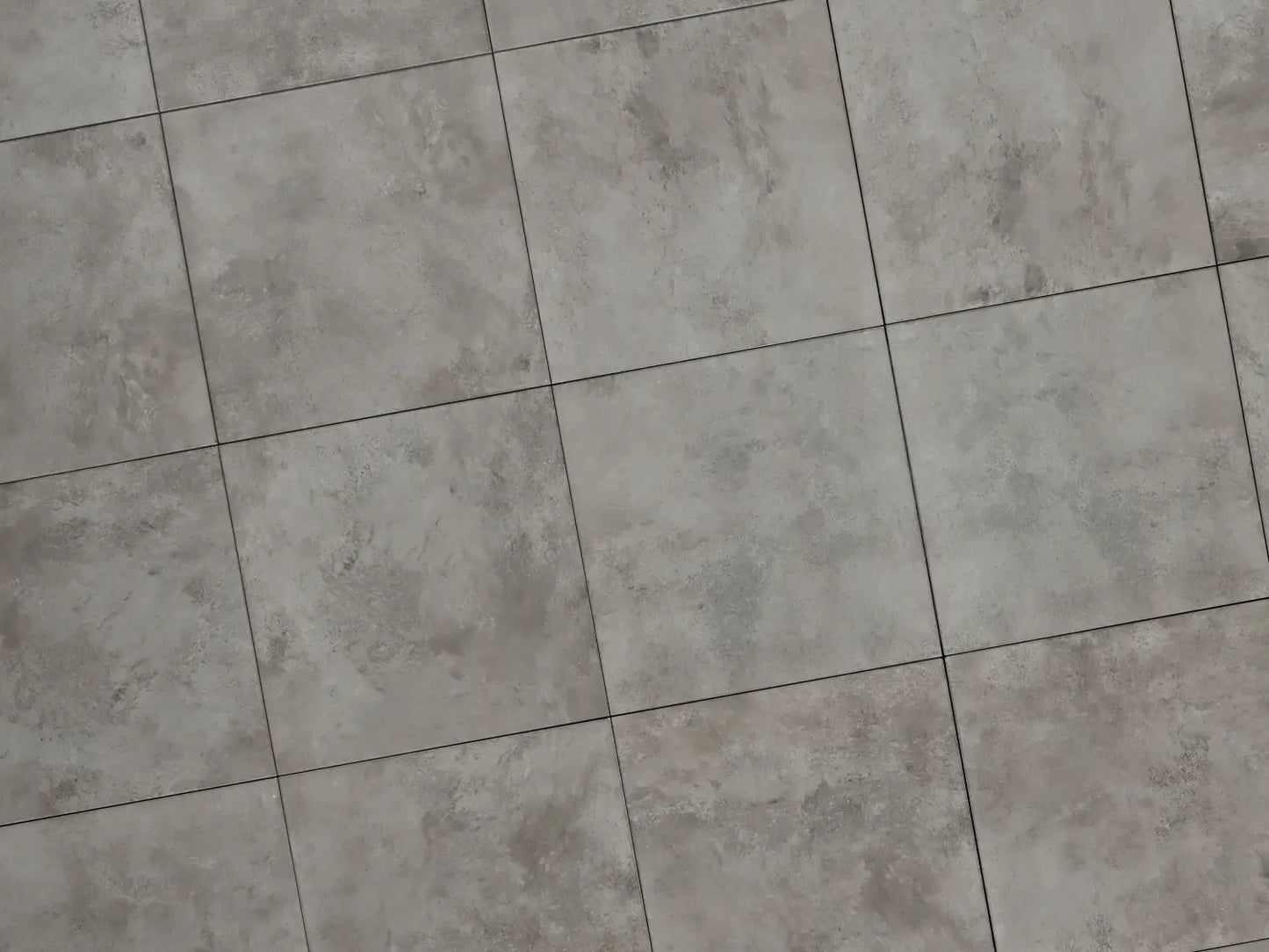 Verlegte CreativeLine-Platten in grau von Woehe & Heydemann in 60x60 – Beton-Optik mit harmonischer Linienführung 
