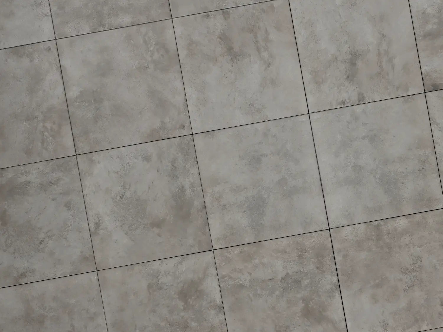 Verlegte CreativeLine-Platten in grau von Woehe & Heydemann in 60x60 – Beton-Optik mit harmonischer Linienführung 