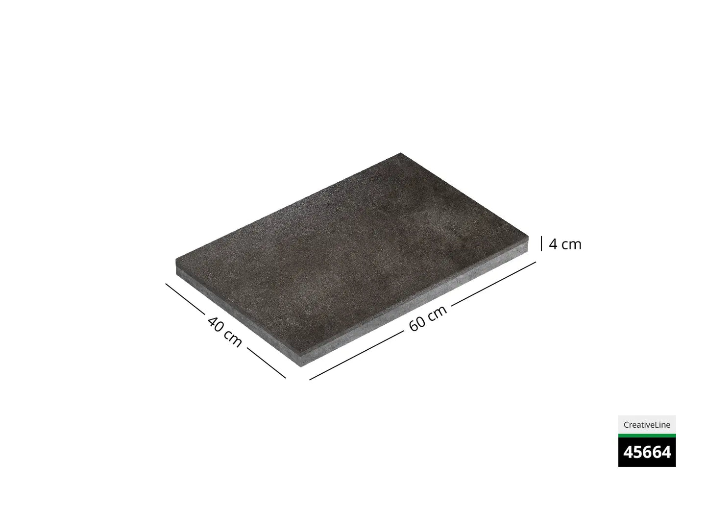 Saubere Schnittkante der 60x40 Terrassenplatte in graue Betonoptik von Woehe & Heydemann mit feinkörniger Oberfläche  