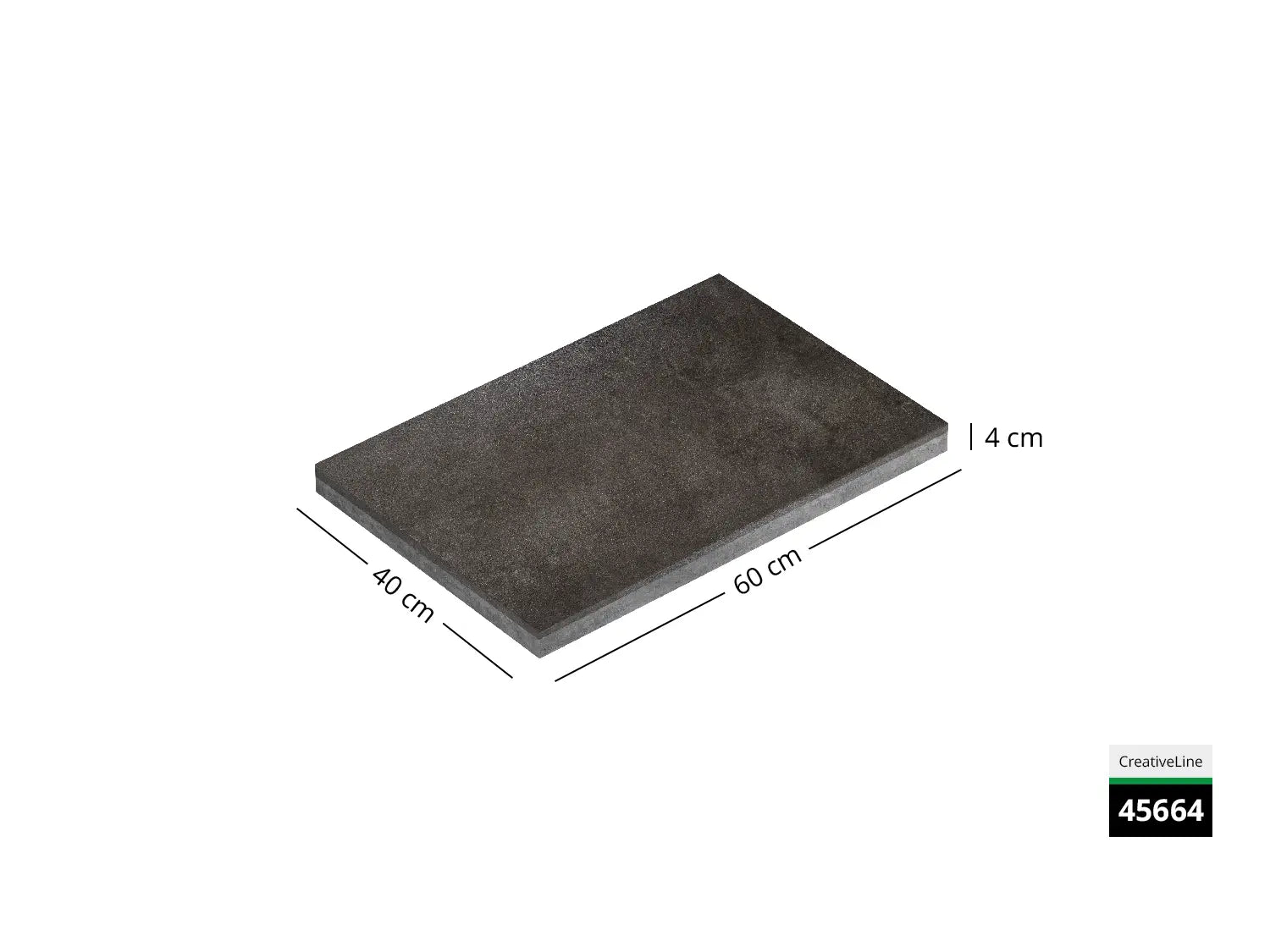 Saubere Schnittkante der 60x40 Terrassenplatte in graue Betonoptik von Woehe & Heydemann mit feinkörniger Oberfläche  