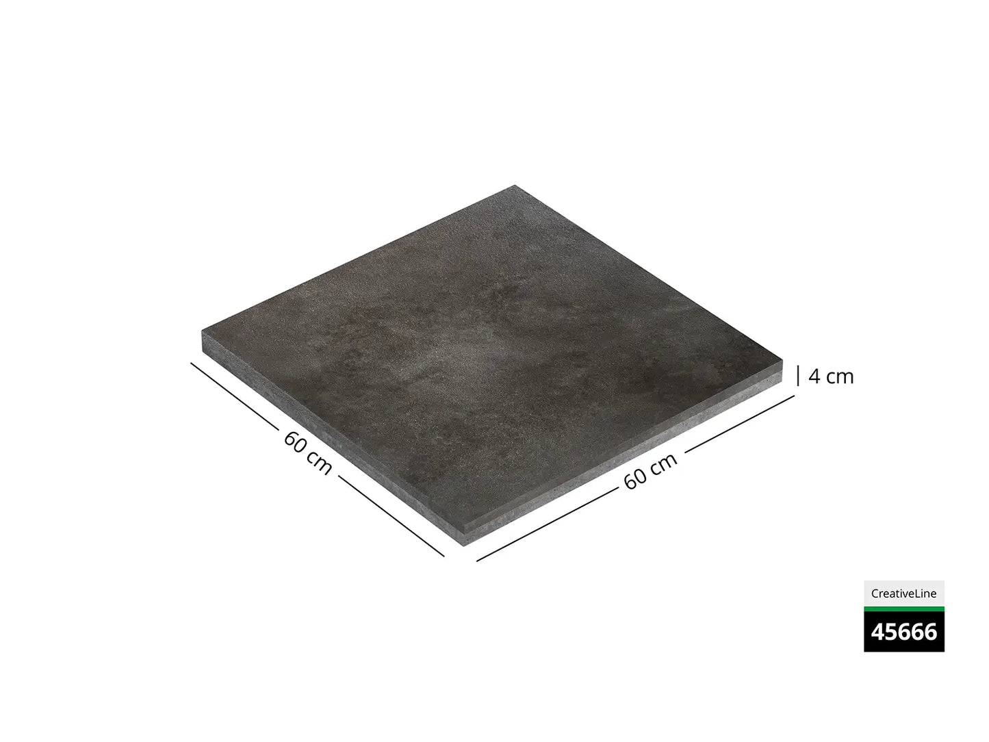 Saubere Schnittkante der 60x60 Terrassenplatte in graue Betonoptik von Woehe & Heydemann mit feinkörniger Oberfläche  