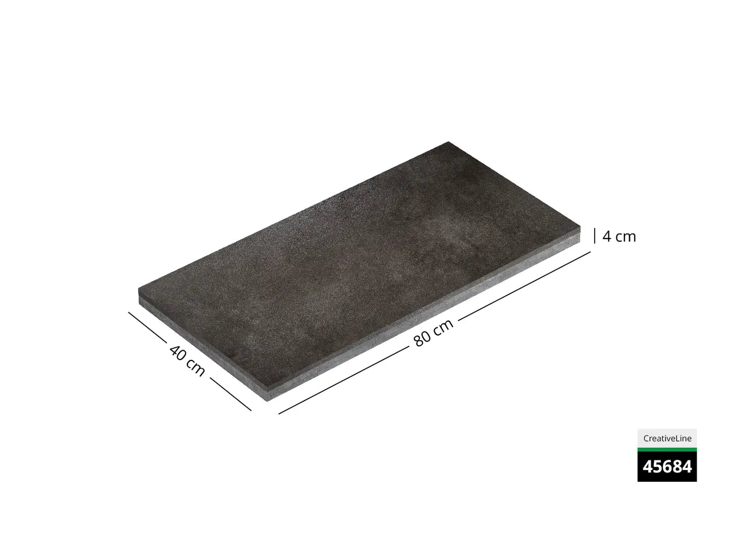 Saubere Schnittkante der 80x40 Terrassenplatte in graue Betonoptik von Woehe & Heydemann mit feinkörniger Oberfläche  