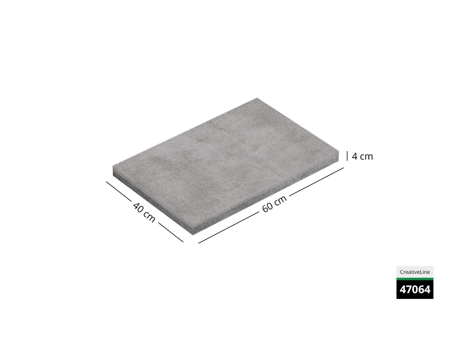 Saubere Schnittkante der 60x40 Terrassenplatte in grauer Betonoptik von Woehe & Heydemann mit feinkörniger Oberfläche  