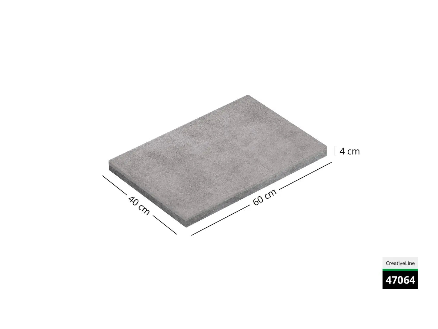 Saubere Schnittkante der 60x40 Terrassenplatte in grauer Betonoptik von Woehe & Heydemann mit feinkörniger Oberfläche  
