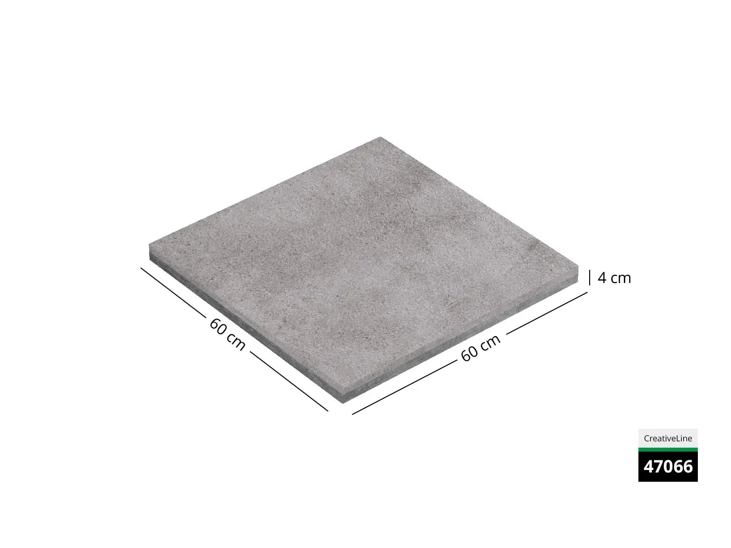 Saubere Schnittkante der 60x60 Terrassenplatte in grauer Betonoptik von Woehe & Heydemann mit feinkörniger Oberfläche  