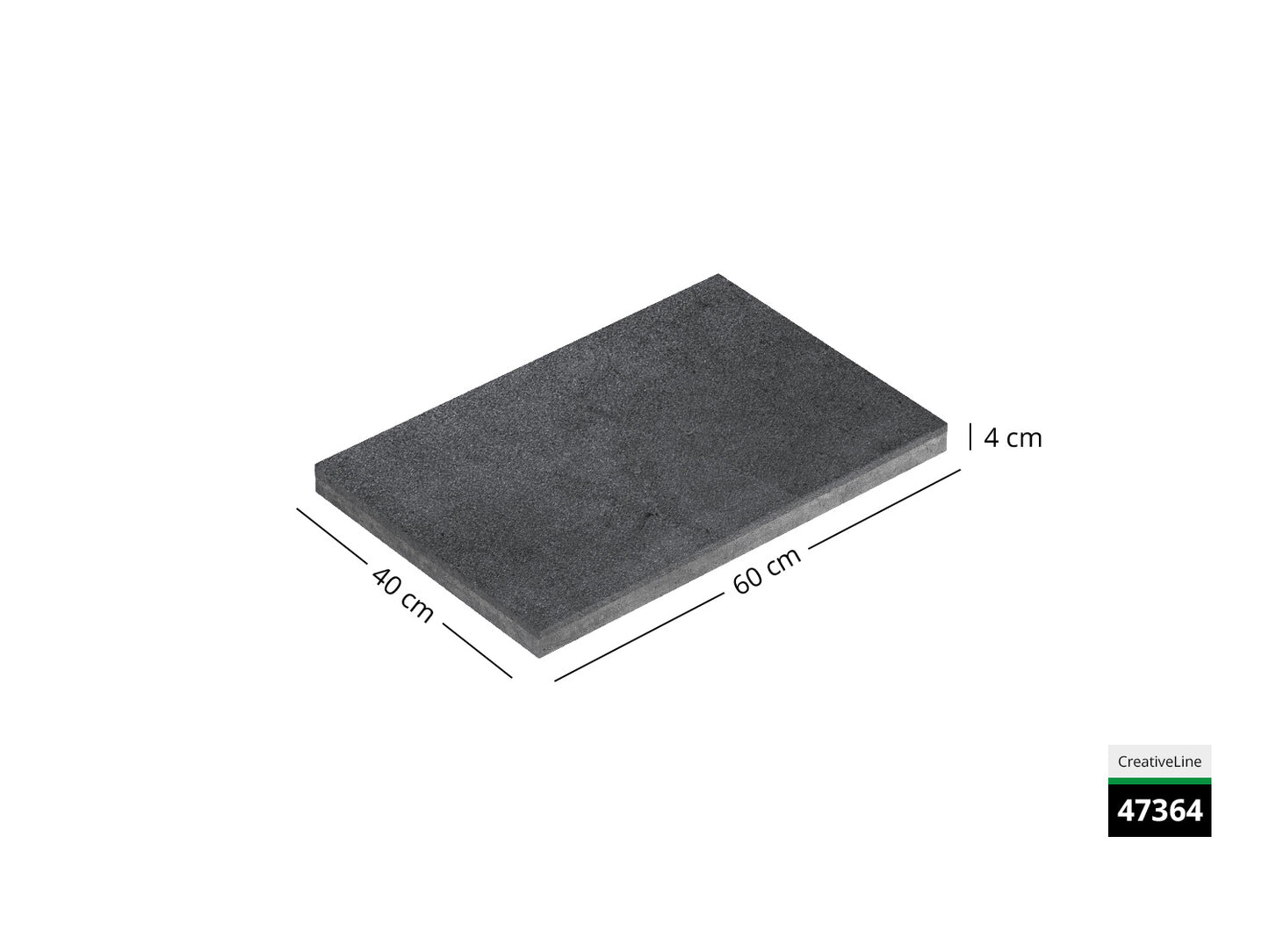 Saubere Schnittkante der 60x40 Terrassenplatte in anthrazit Betonoptik von Woehe & Heydemann mit feinkörniger Oberfläche 