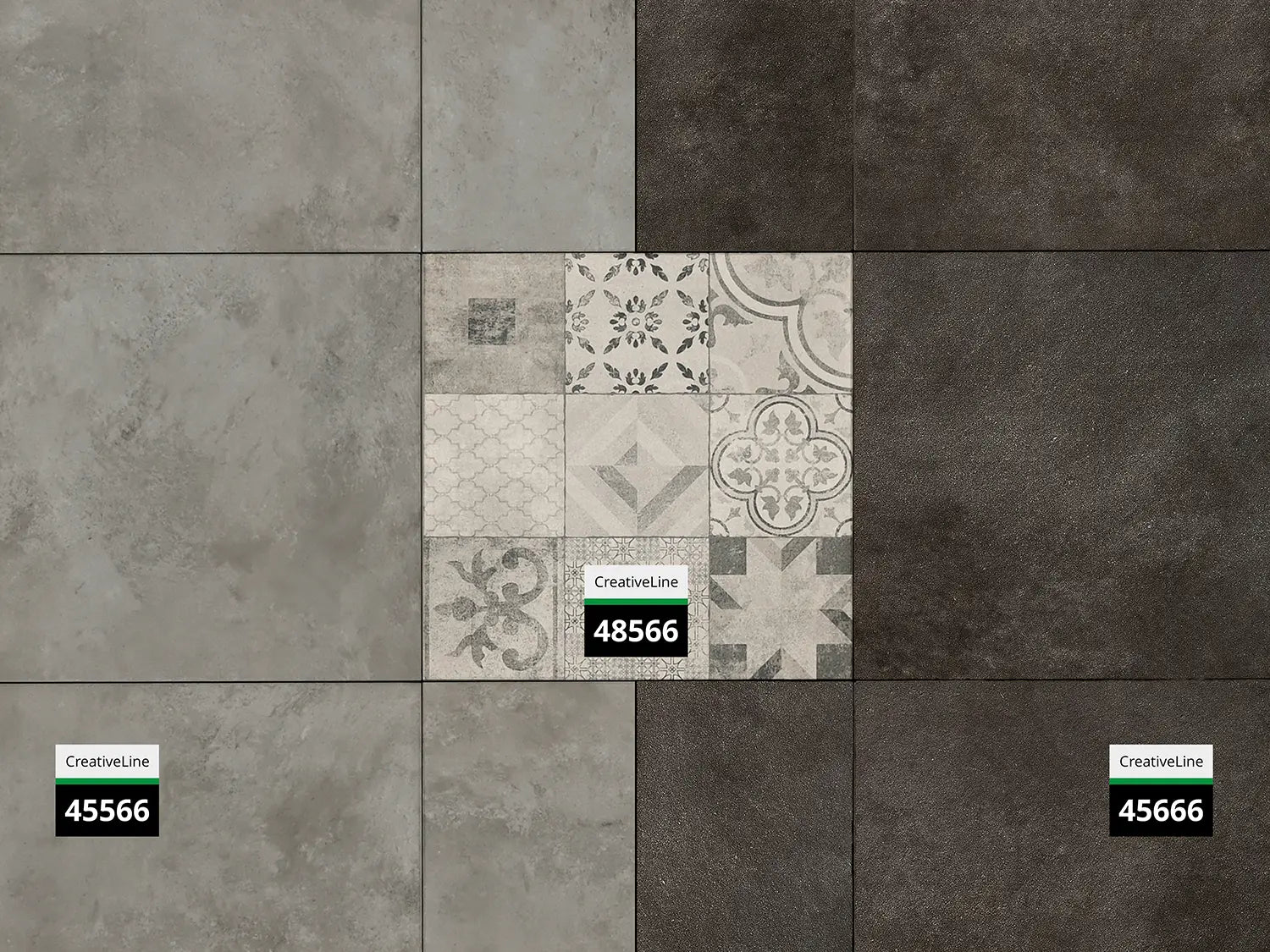 CreativeLine-Terrassenplatte in grauer Mosaik-Optik von Woehe & Heydemann mit farblich passenden Platten in grau