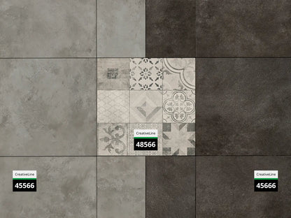 CreativeLine-Terrassenplatte in grauer Mosaik-Optik von Woehe & Heydemann mit farblich passenden Platten in grau