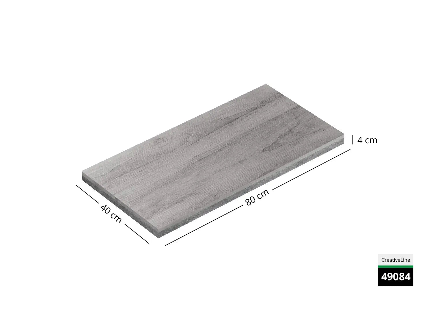 Saubere Schnittkante der 80x40 Terrassenplatte in grauer Holzoptik von Woehe & Heydemann mit Holz-Oberfläche  