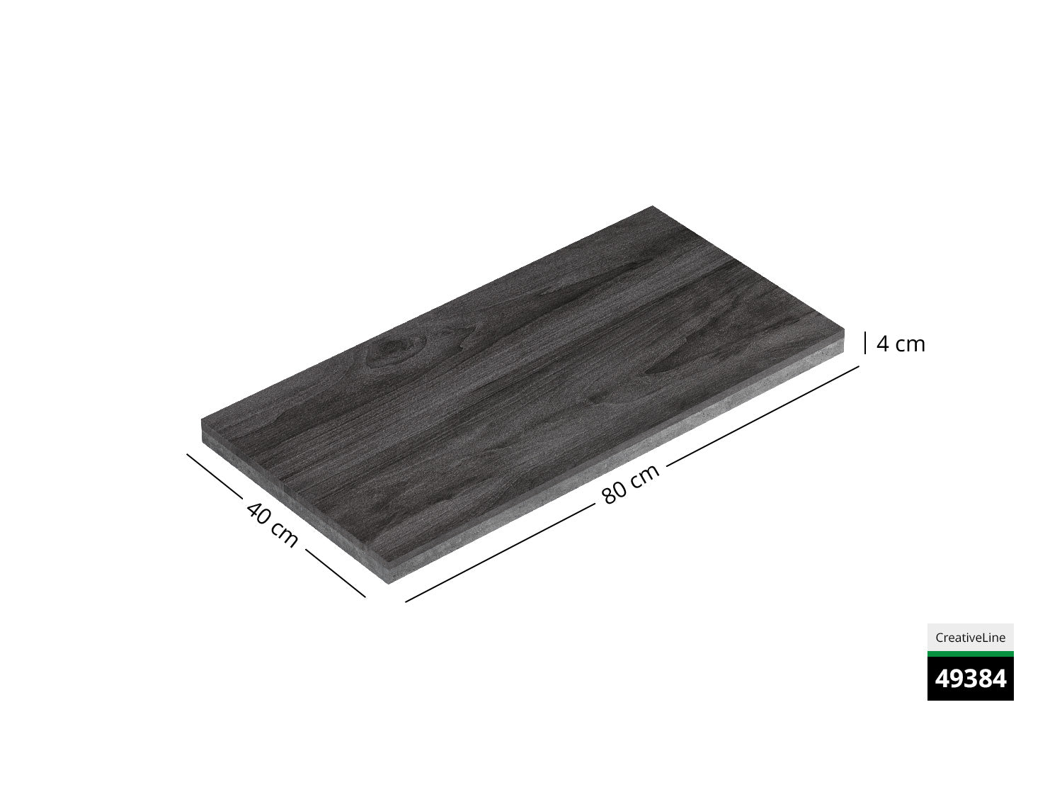 Saubere Schnittkante der 80x40 Terrassenplatte in grauer Holzoptik von Woehe & Heydemann mit Holz Oberfläche 